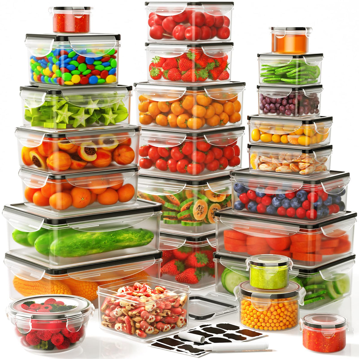 52 PCS Food Storage Containers with Lids Airtight (26 Lids & 26 Containers)