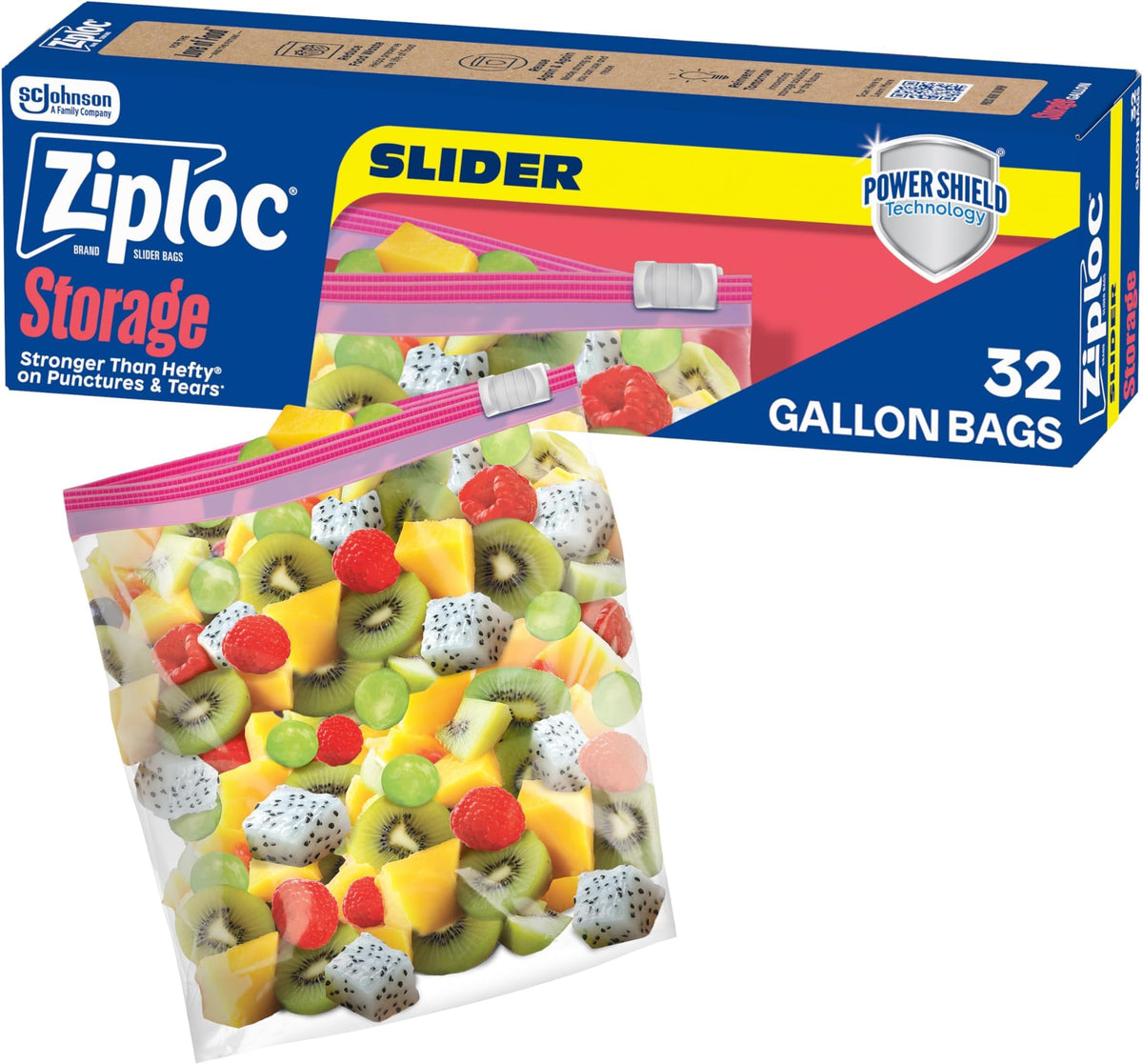 Ziploc Slider Stand-and-Fill Storage Bags, For Food, Sandwich, Organization and More, Gallon, 32 Count