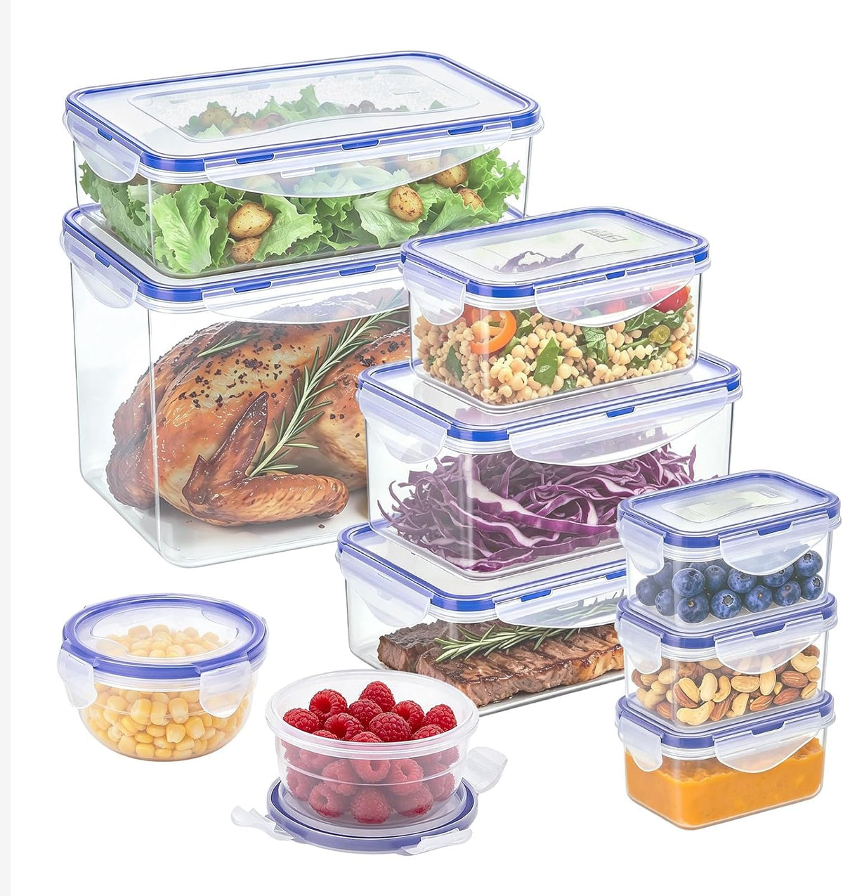 KIGI Food Storage Containers Set, Set of 10 (0.7-17.7 Cup)