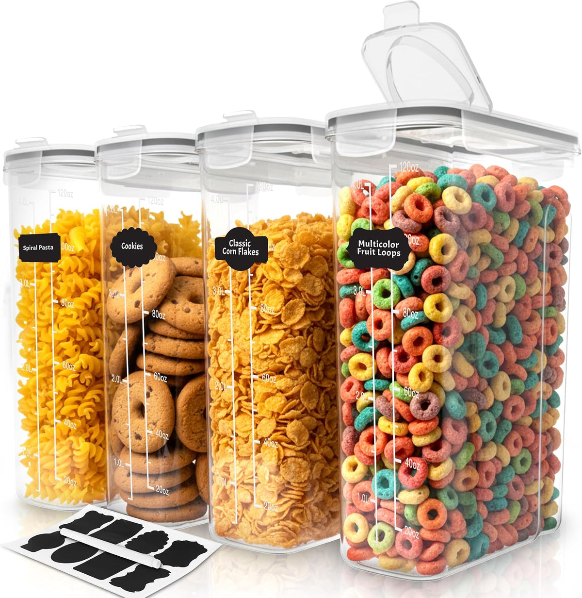 Utopia Kitchen Cereal Containers Storage Set with Lids, 4 Pack, 4L (135 Oz)
