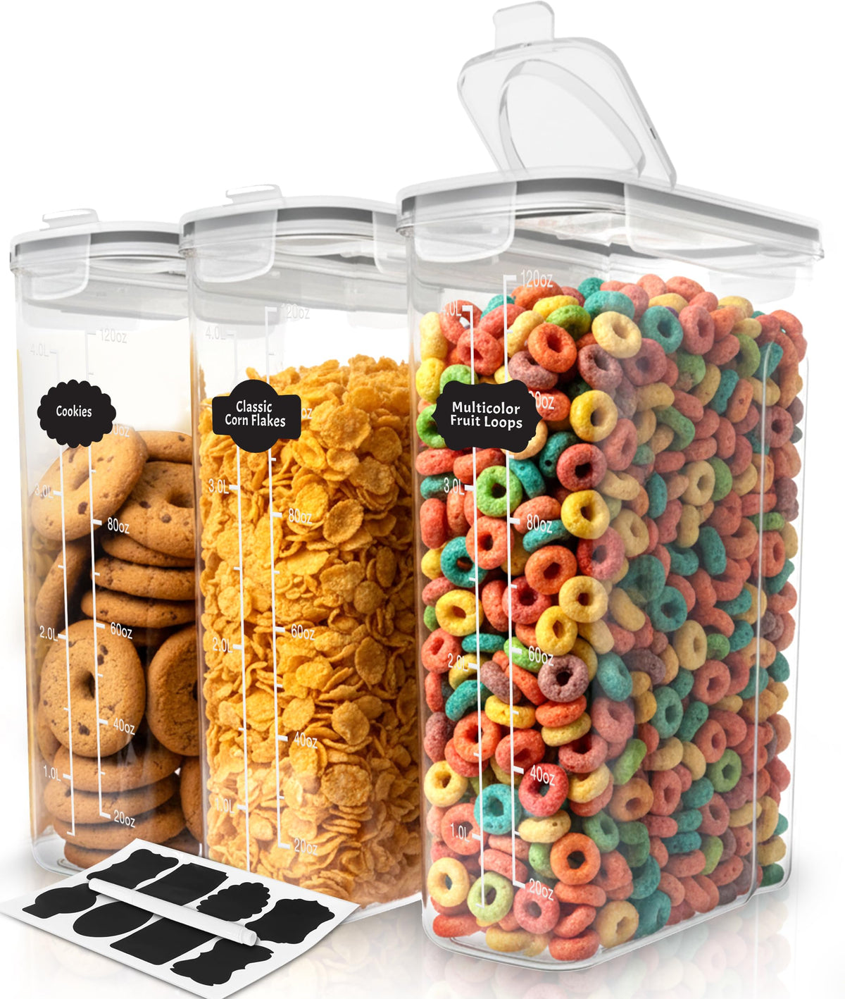 Utopia Kitchen Cereal Containers Storage Set with Lids, 4 Pack, 4L (135 Oz)