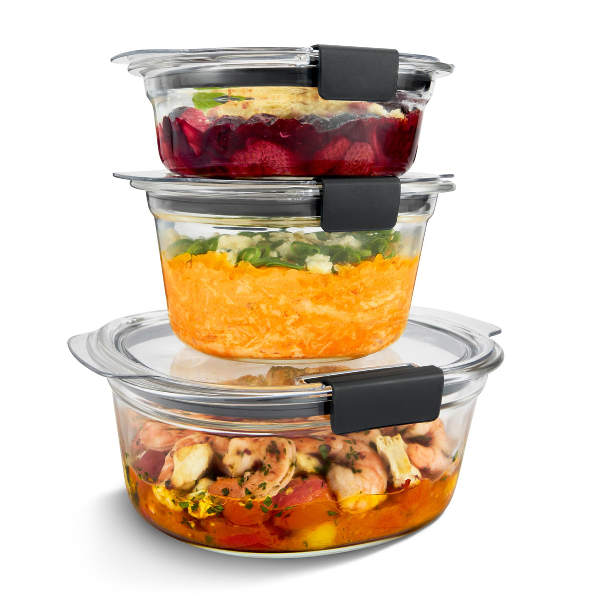 Rubbermaid Brilliance Glass Food Storage Containers, 3.2 Cup, Set of 4, BPA-Free, Leak-Proof, Clear