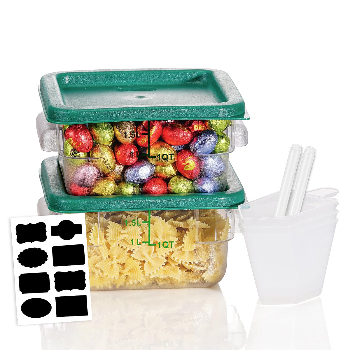 4QT 4PCS NSF Commercial Clear Food Storage Containers with Lids(RED)