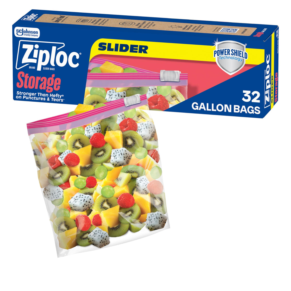 Ziploc Slider Stand-and-Fill Storage Bags, For Food, Sandwich, Organization and More, Gallon, 32 Count
