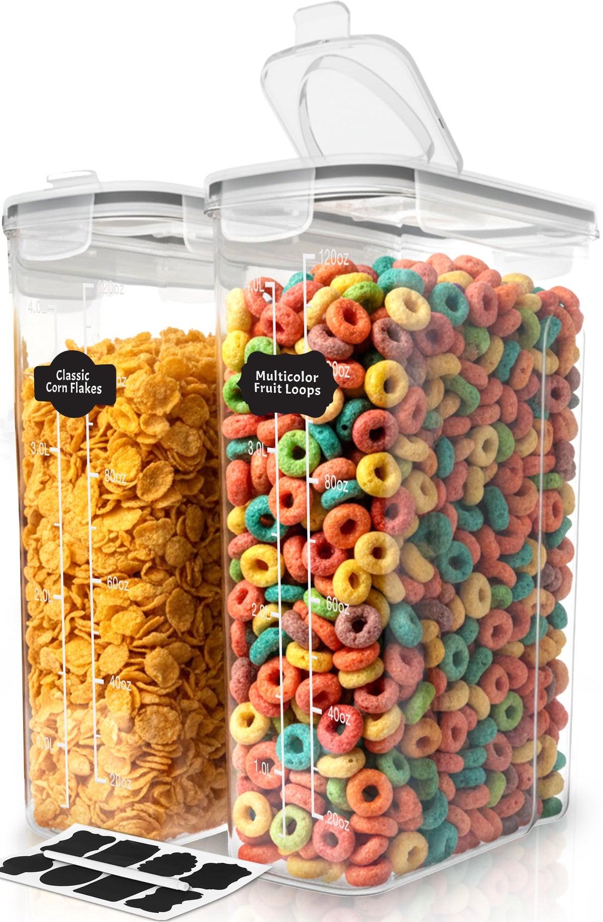 Utopia Kitchen Cereal Containers Storage Set with Lids, 4 Pack, 4L (135 Oz)