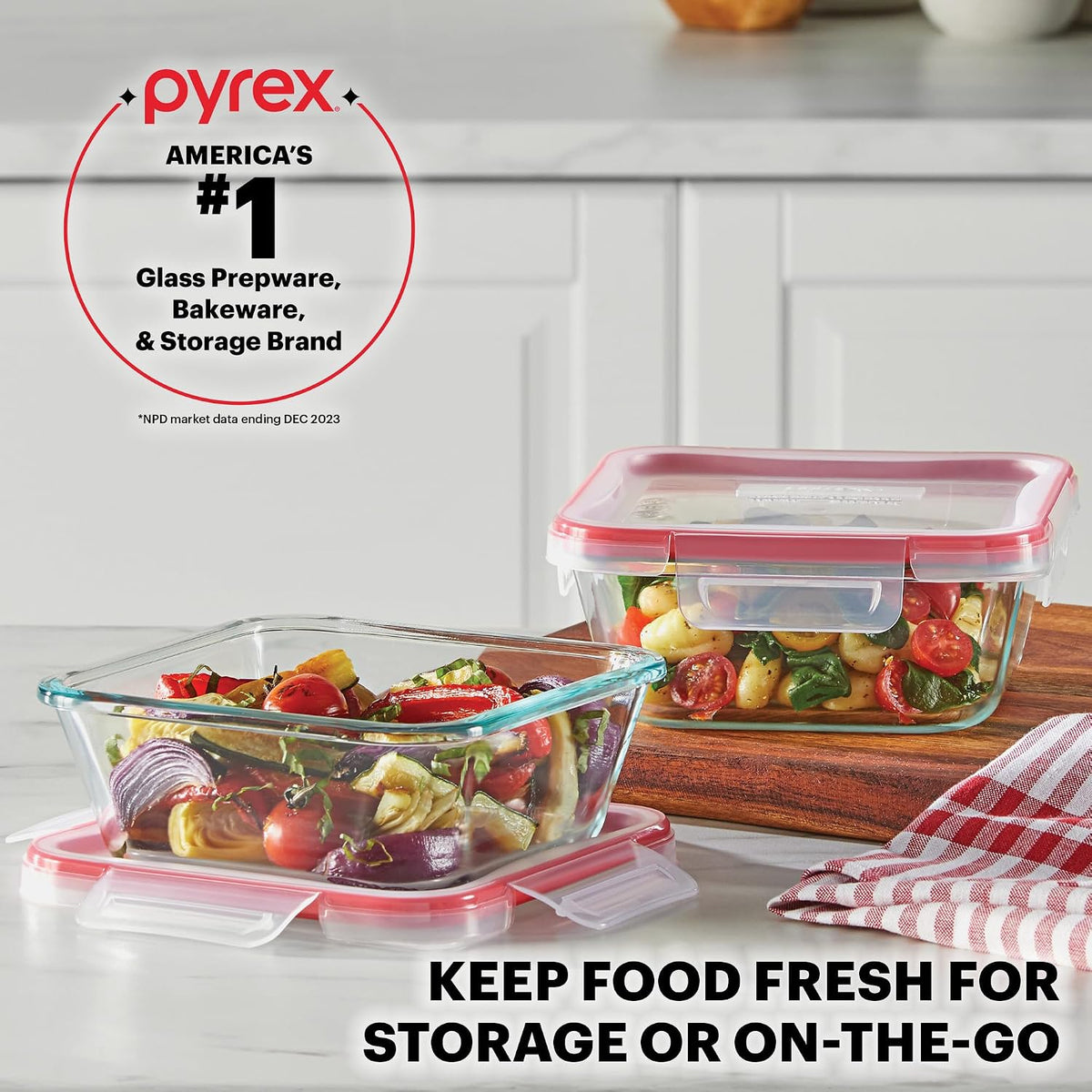 Pyrex Freshlock (10-Pack) Mixed Sizes Airtight Glass Food Storage Set