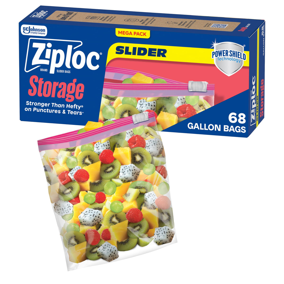 Ziploc Slider Storage Bags with New Power Shield Technology, For Food, Sandwich, Organization and More, Gallon, 26 Count, Pack of 4 (104 Total Bags)