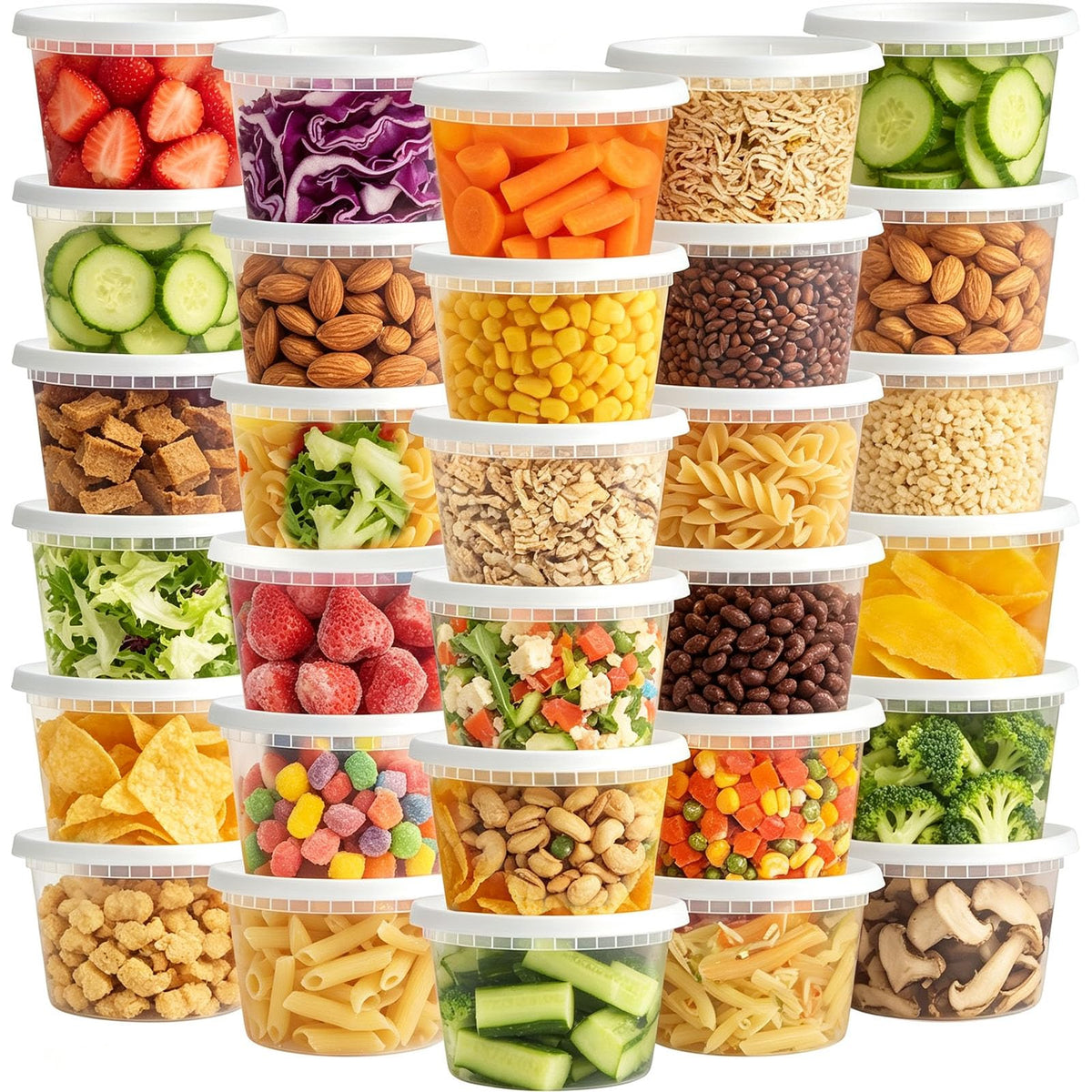 Clawsoff 60 Sets Deli Containers with Lids Disposable Plastic Food Storage