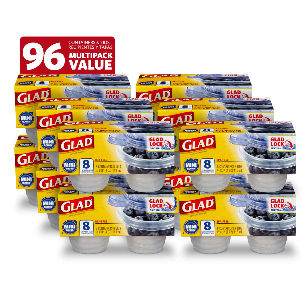 Glad GladWare XL Square Food Storage Containers, 104 Oz, 3 Count