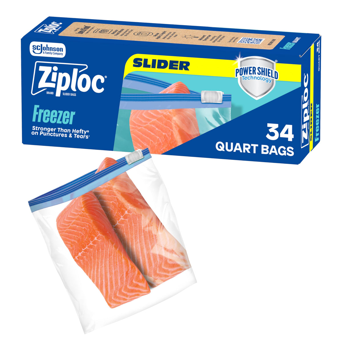 Ziploc Quart Freezer Slider Bags, 136 Total Bags (34 Count, 4-Pack)