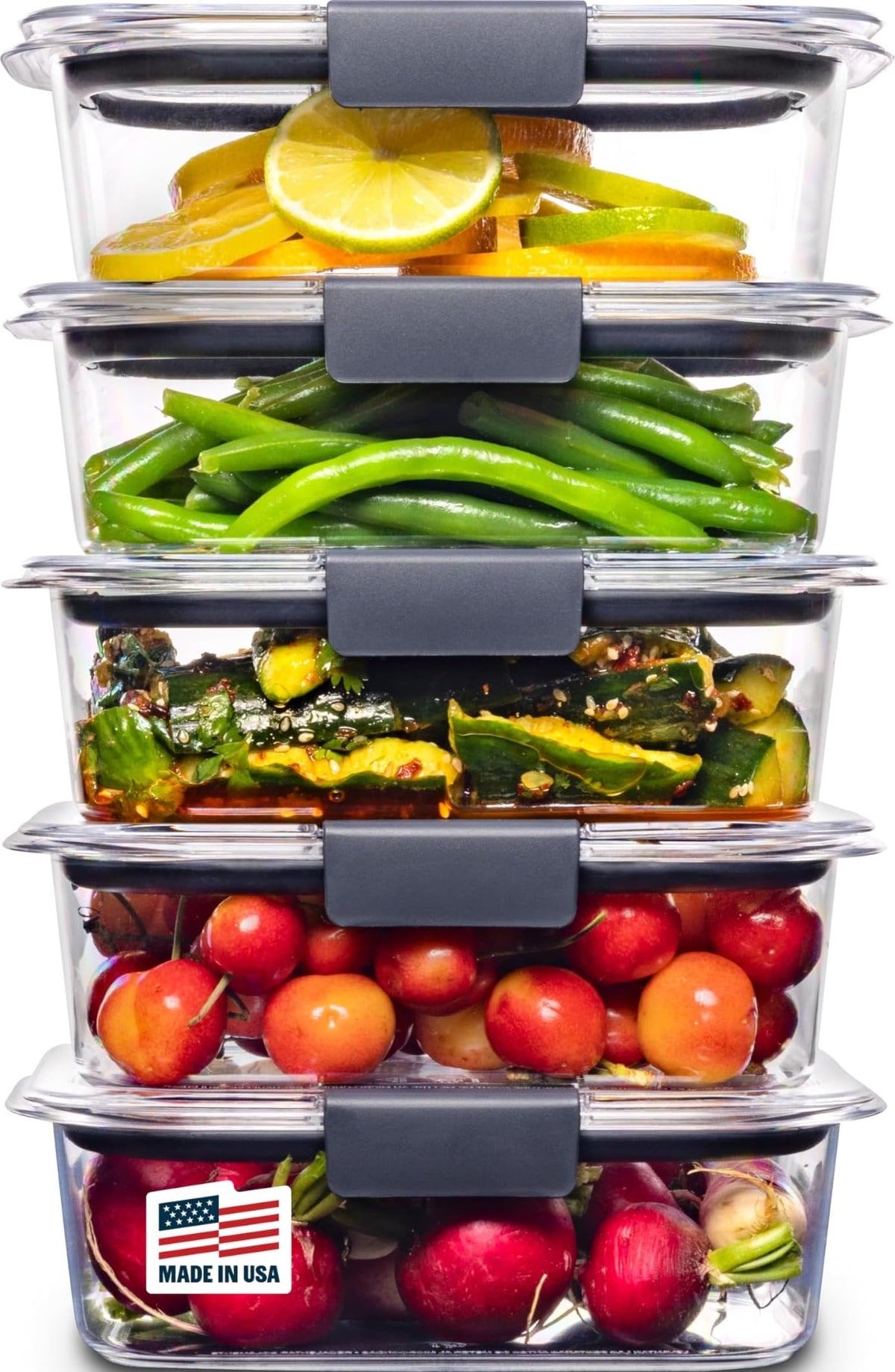 Rubbermaid Brilliance Plastic Food Storage Containerss, 9.6-Cup, 2-Count