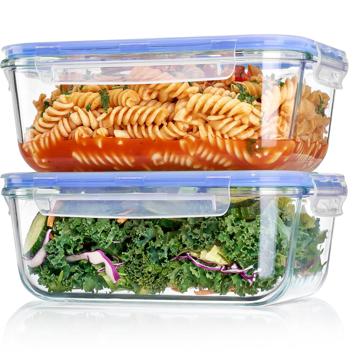 Vtopmart 2Pack 1860ml/63oz Large Glass Storage Containers With Lids, Grey