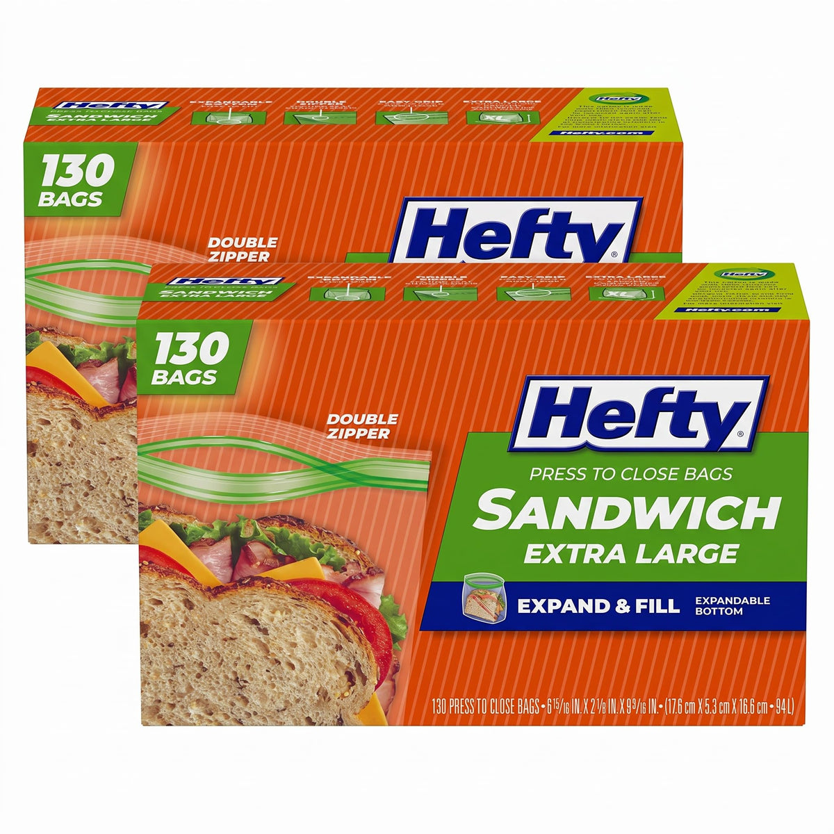 Hefty Press to Close Food Storage Bags, Gallon Size, 20ct