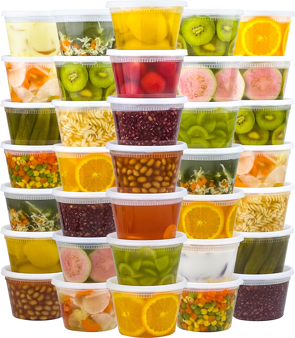 Dealusy 60 Set Deli Containers with Lids, 32/16/8 oz X 20 Set Each
