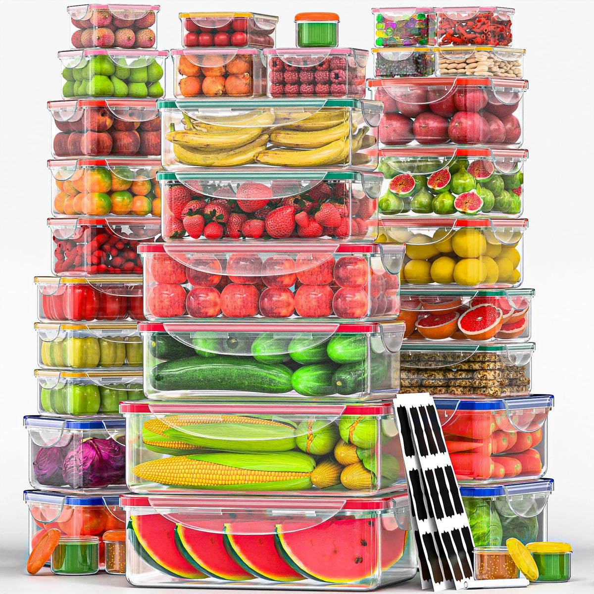 56 PCS Food Storage Containers with Lids Airtight (28 Boxes - 28 Lids)