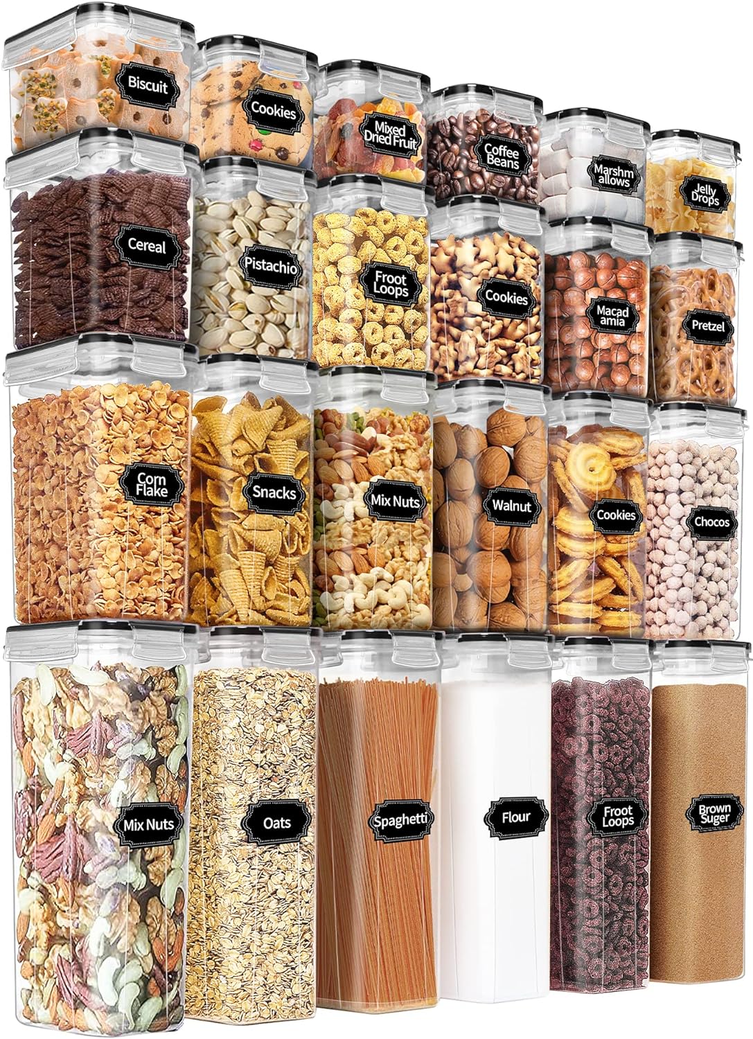 PRAKI Airtight Food Storage Containers Set with Lids - 24 PCS, BPA Free