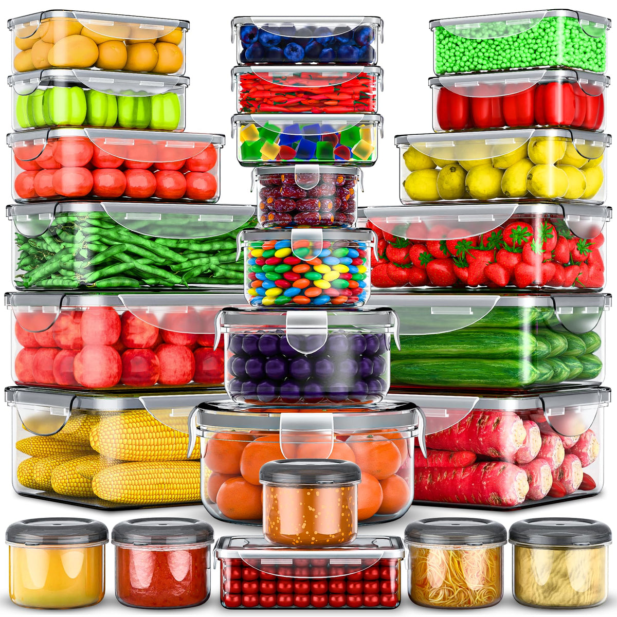 56 PCS Food Storage Containers with Lids Airtight (28 Boxes - 28 Lids)
