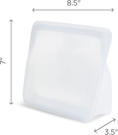 Stasher Reusable Silicone Food Storage Bag, Stand-Up Mid, Clear, 56 oz