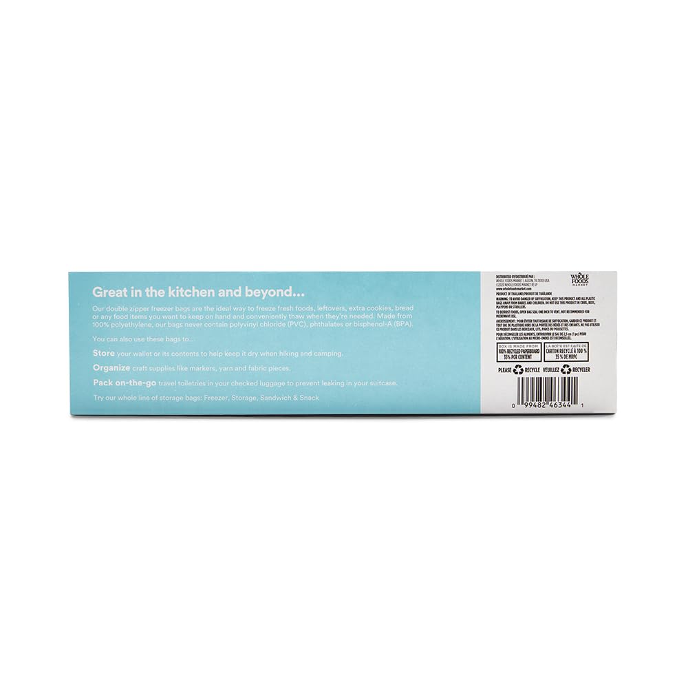 365 by Whole Foods Market, Gallon Size Freezer Bags, Double Zipper, 30 Count