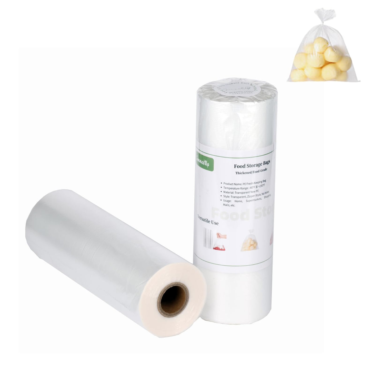 Food Storage Bags 10" x 14" 1 Gallon Clear Plastic Bag Roll Food-grade Plastic Produce Bag roll for lunches, Freezer & Oven-Safe PE bags for Kitchen Use, Fruits, Meat, Sandwich Bags 420/Roll