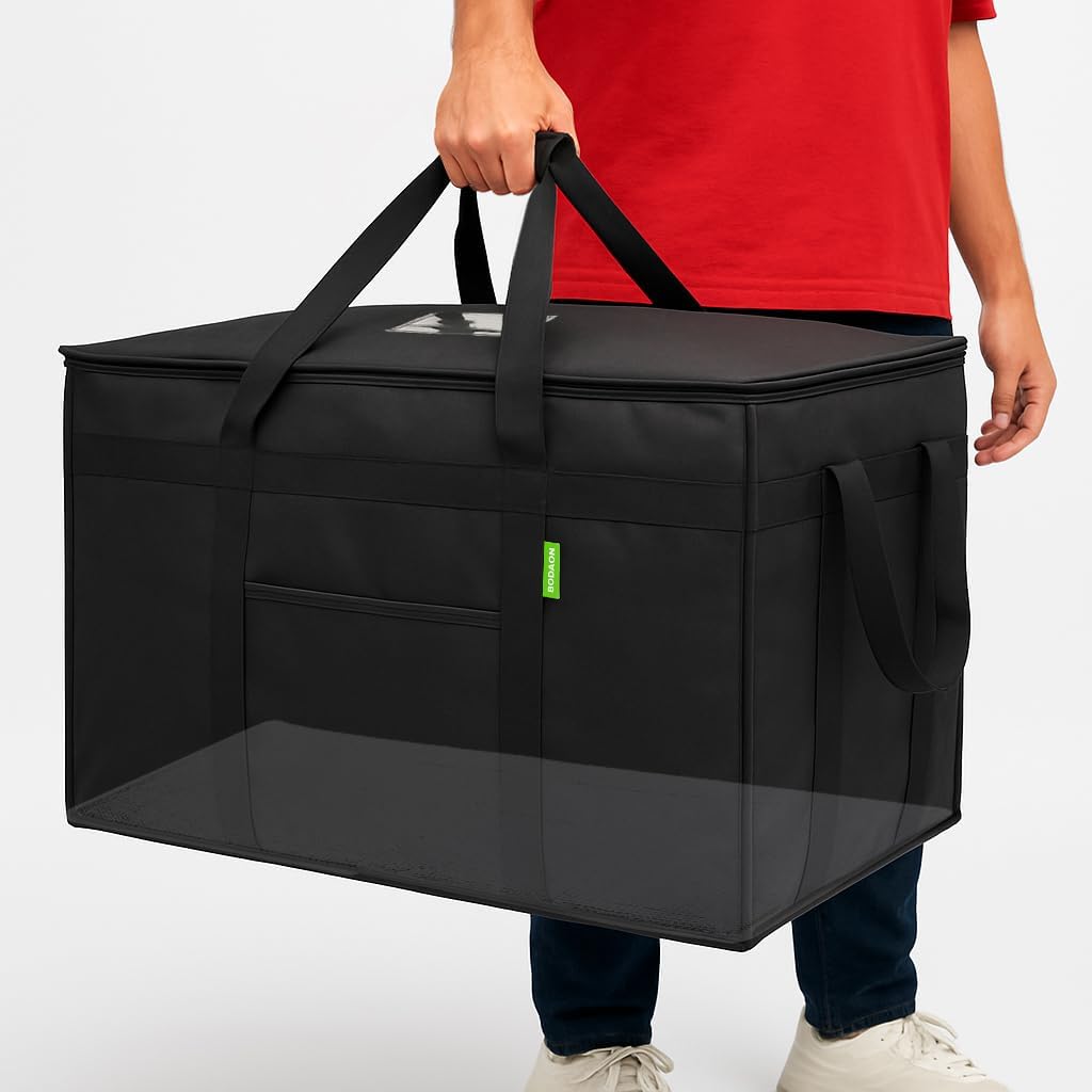 Bodaon Insulated Food Delivery Bag, XXXL Reusable Warming Bag, Black, 1Pk