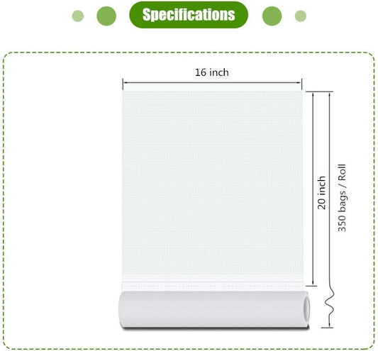 BESTEASY Food Storage Bags, 16" X 20" Clear Plastic Produce Bags on a Roll, Durable Plastic Bags for Bread Fruits Vegetable 350 Bags/Roll (1 Roll)