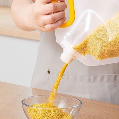 5PCS Airtight Grain Storage Bags with Handle, Reusable Rice Food Sealed Container, Moisture-Proof Dry Goods Sealing Stand-Up Leak Proof Prevent Liquid Spillage