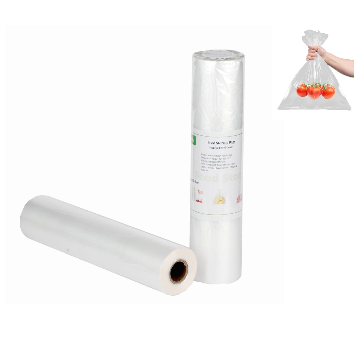 Food Storage Bags 10" x 14" 1 Gallon Clear Plastic Bag Roll Food-grade Plastic Produce Bag roll for lunches, Freezer & Oven-Safe PE bags for Kitchen Use, Fruits, Meat, Sandwich Bags 420/Roll