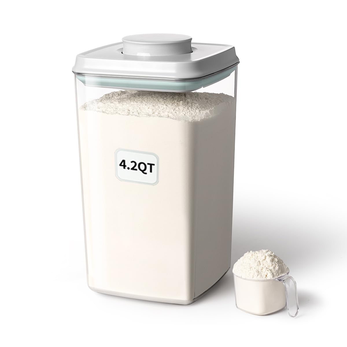 Ankou Airtight Food Storage Container with Pop Lid & 130ml Scoop, 4L/4.2qt *2 BPA-Free Cereal, Rice, Flour, Pasta & Snack Container, Stackable & Durable,Kitchen Pantry Organizer