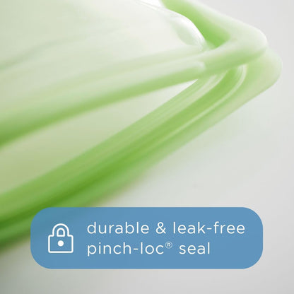 Stasher Premium Reusable Silicone Pocket Bags, 2-Pack, Clear and Aqua, 4 oz