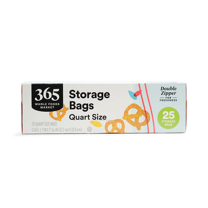 365 by Whole Foods Market, Quart Size Storage Bags, Double Zipper, 25 Count
