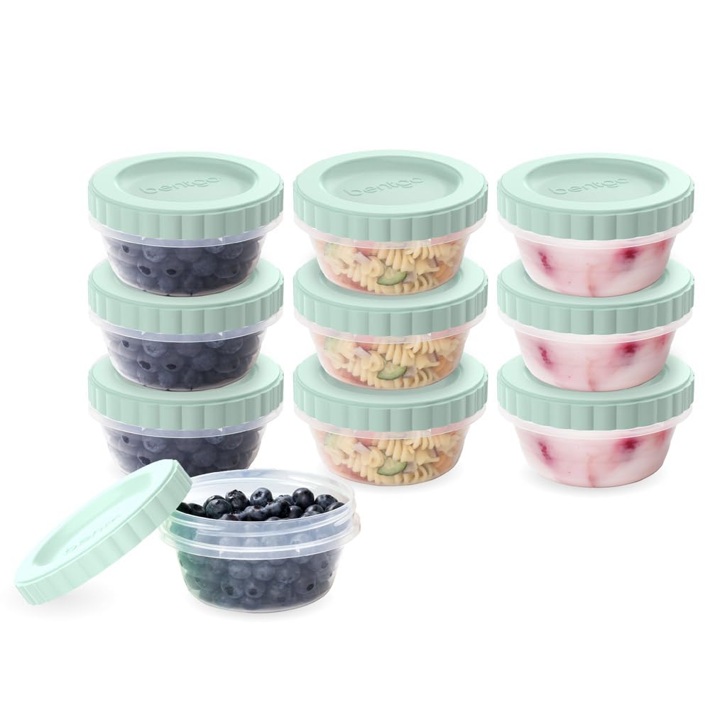 Bentgo Prep - 20 Piece 32 fl oz Leak-Proof Deli Containers with Lids, Food Storage for Meal Prep, Twist-Top, Reusable, PFAS & BPA-Free, Stackable, Microwave, Freezer & Dishwasher Safe (Aqua Splash)