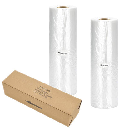 Immuson Food Storage Bag, 12 x 20 Plastic Produce Bag on a Roll Fruits, Vegetable, Bread, Food Storage Clear Bag (4 Rolls-1400 Bags)