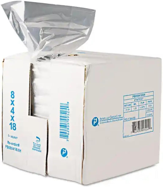 Inteplast Group PB080418R Get Reddi Food & Poly Bag, 8 x 4 x 18, 8-Quart, 0.68 Mil, Clear (Case of 1000)