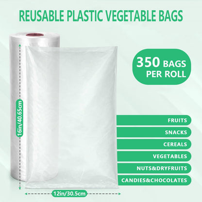 9527 Product Clear Plastic Produce Bag Food Storage bag (12 x 16, 1 Roll)