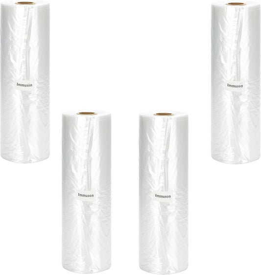 Immuson Food Storage Bag, 12 x 20 Plastic Produce Bag on a Roll Fruits, Vegetable, Bread, Food Storage Clear Bag (4 Rolls-1400 Bags)
