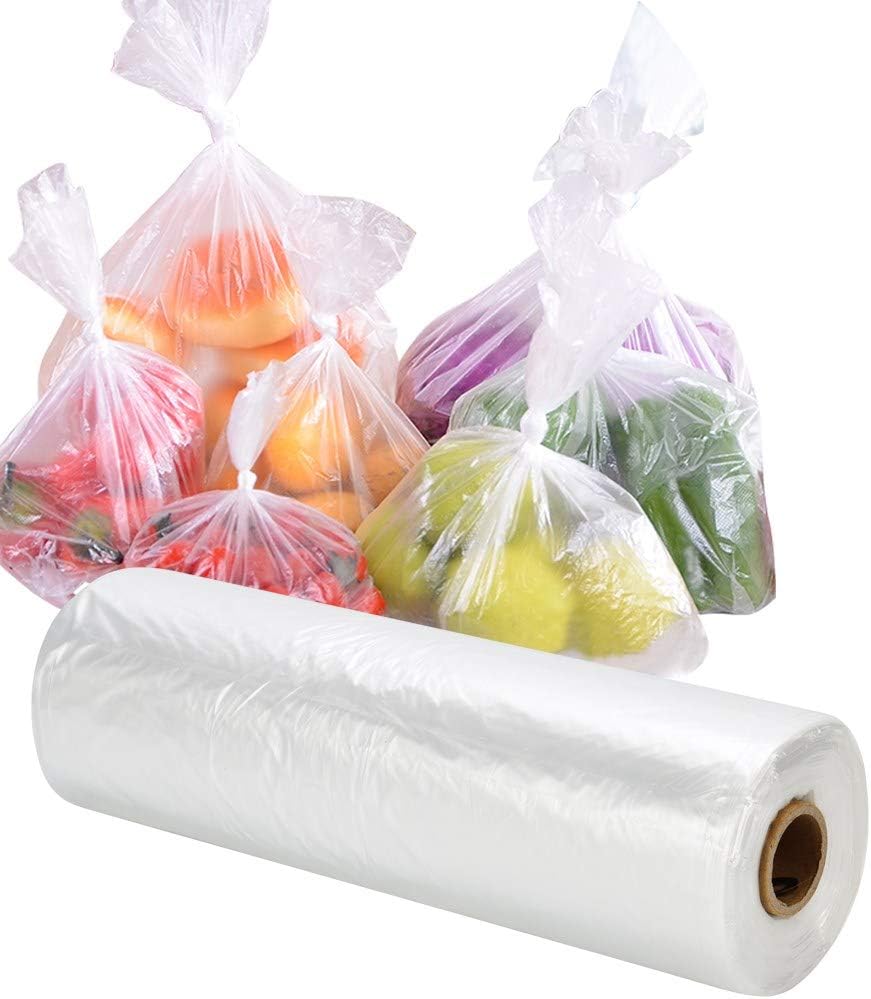 RyhamPaper Food Storage Bags, 1 Roll 16 x 20 Plastic Produce Bag on a Roll Fruits, Vegetable, Bread, Food Storage Clear Bags, 350 Bags