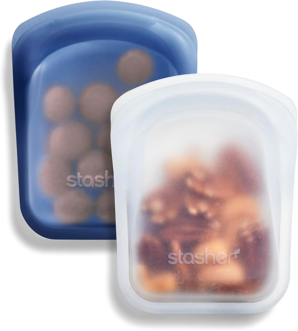 Stasher Premium Reusable Silicone Pocket Bags, 2-Pack, Clear and Aqua, 4 oz