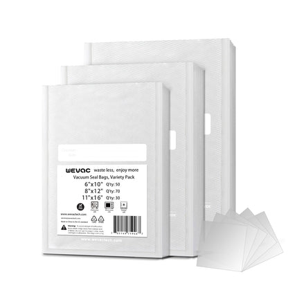 Wevac Vacuum Sealer Bags 8x12" 100 Quart for Food Saver Vacuum Seal machine