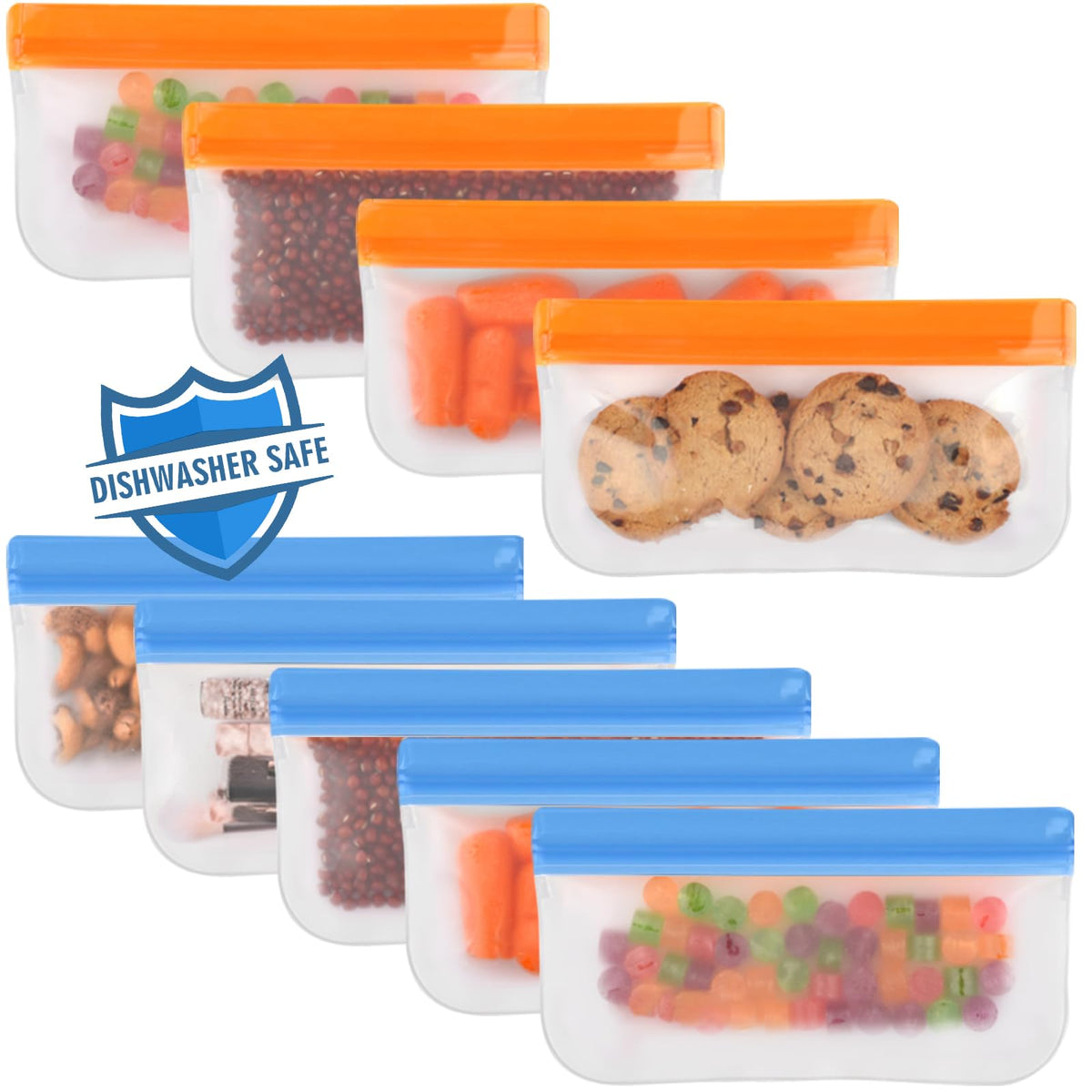 Lerine 6 Pack Reusable Gallon Freezer Bags Dishwasher Safe, BPA Free
