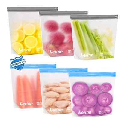 Lerine Stand Up Reusable Freezer Bags Dishwasher Safe, 10 Pack, Muliticolor