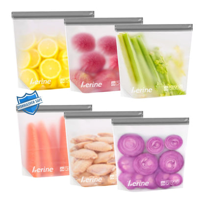 Lerine Stand Up Reusable Freezer Bags Dishwasher Safe, 10 Pack, Muliticolor