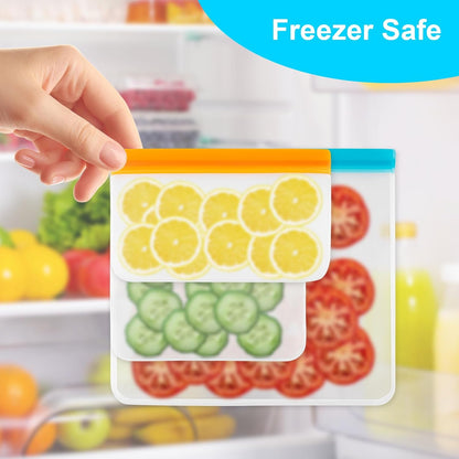12 Pack Reusable Freezer Bags Dishwasher Safe, Leakproof Food Storage Bags, Silicone Bags for Food Storage Home Organization (4 Reusable Snack Bags 4 Sandwich Bags 4 Gallon Freezer Bags)