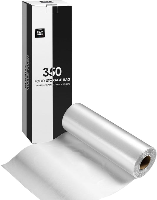 14"x18" 2 Gallon Plastic Produce Bags on a Roll- 350 Bags, Clear Grocery & Bread Bags, Food Contact Safe (X-Large)