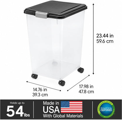 IRIS USA Dog Food Storage Container, Up to 54 lbs, Black, Made in USA