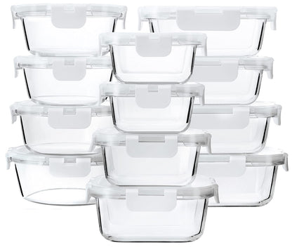 M MCIRCO 24 Piece Glass Food Storage Containers with Lids,Gray