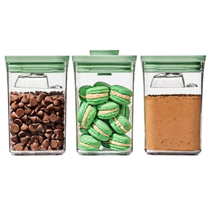 OXO Good Grips POP Small Square Airtight Food Storage Containers, 3-Piece