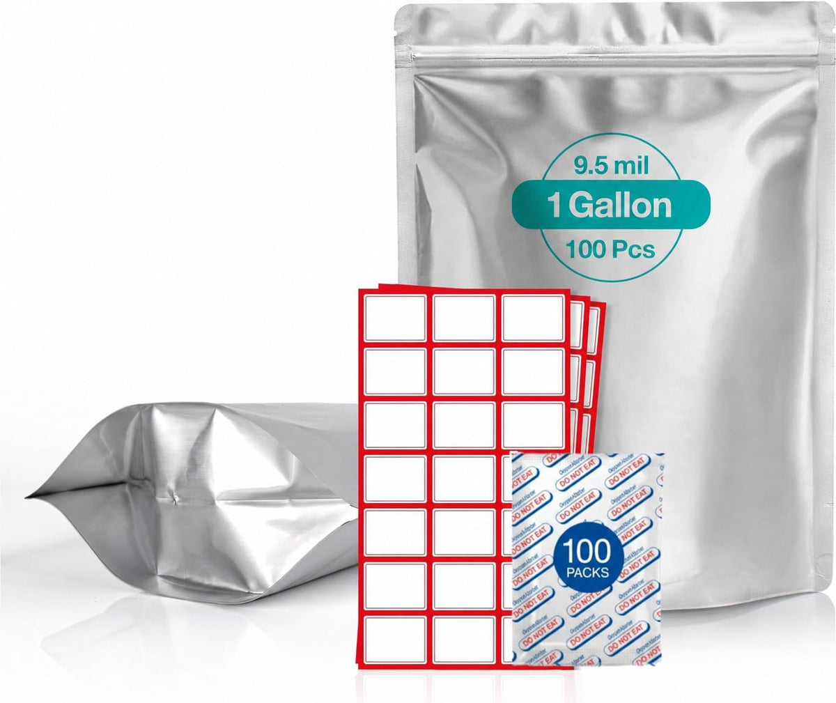 50 PCS 1 Gallon Mylar Bags for Long Term Food Storage