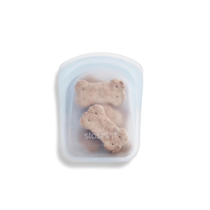 Stasher Premium Reusable Silicone Pocket Bags, 2-Pack, Clear and Aqua, 4 oz