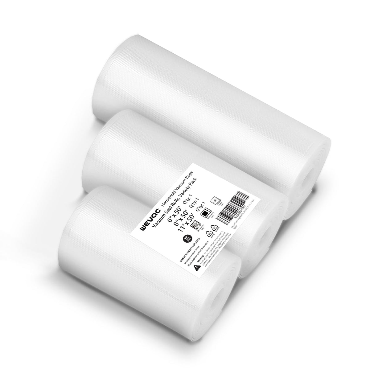Wevac Vacuum Sealer Bags for Food 8x50 3 rolls, Food Saver Suction Channel